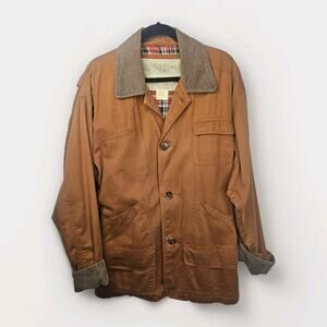 Vintage JL Colebrook Men's Barn Jacket Plaid Lining Small Lightweight Coat Brown